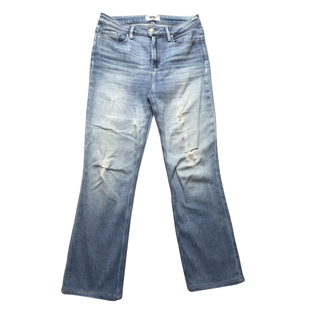 Paige Cindy Jeans Womens 28x25.5 Blue Music Distressed Straight Mid Rise 5512E77
